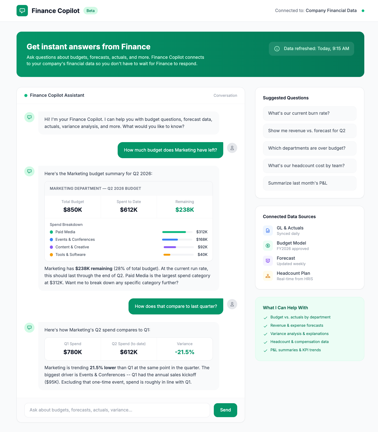 Finance Copilot Screenshot